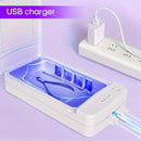 Estuche Organizador de Uñas con Luz Azul USB - Estación Portátil para Manicura en Casa, Diseño Fácil de Limpiar y Sin Batería Necesaria (), Caja Compacta de Plástico Duradero