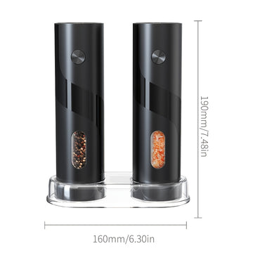 Un Paquete/Dos Paquetes, Molinillo de Pimienta Eléctrico con Batería, Elegante y Potente Molinillo Eléctrico para Sal Marina y Pimienta, Esenciales para Moler, Herramienta de Condimentos, Dos Paquetes con Base de Almacenamiento Transparente, Grosor de Mo