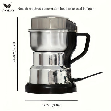 VIVIDAY Molinillo de café eléctrico - Ligero y portátil, operación de un solo botón, acero inoxidable, molienda rápida y fina para café, especias y granos, esencial para la cocina en casa, molinillo de café | electrodoméstico de cocina moderno | construc