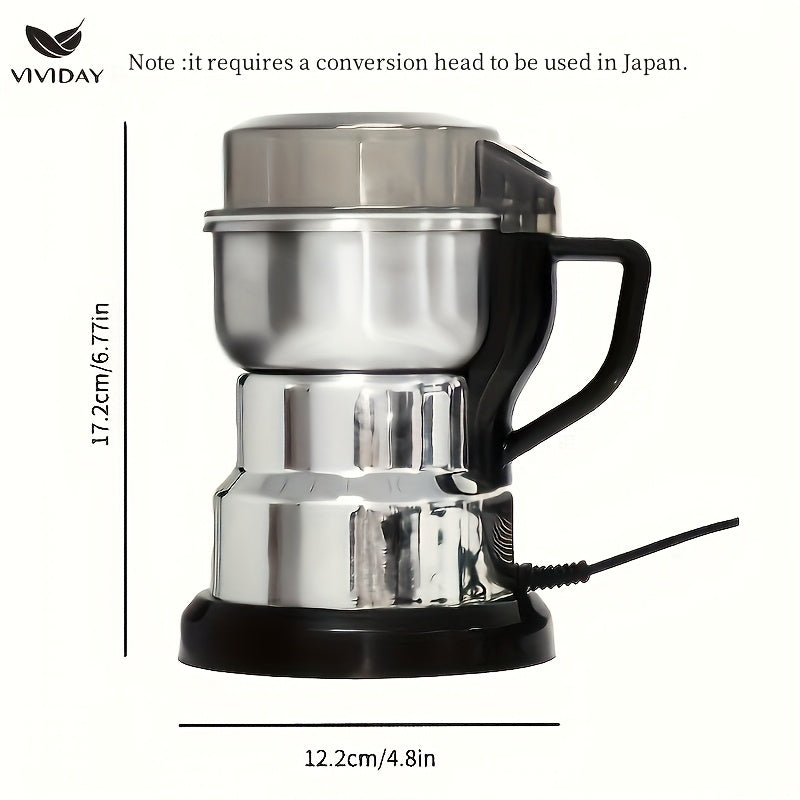 VIVIDAY Molinillo de café eléctrico - Ligero y portátil, operación de un solo botón, acero inoxidable, molienda rápida y fina para café, especias y granos, esencial para la cocina en casa, molinillo de café | electrodoméstico de cocina moderno | construc