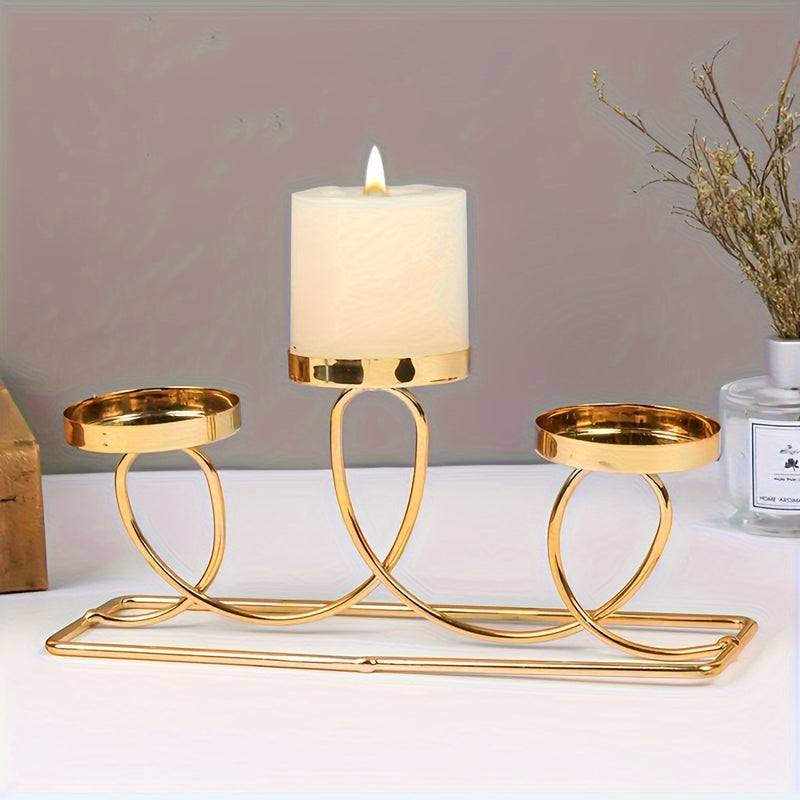 Portavelas Dorado de Múltiples Cabezas - Elegante Adorno de Mesa en Hierro con Acabado Pintura Horneada para Halloween, Navidad, Eid, Acción de Gracias - Sin Necesidad de Electricidad