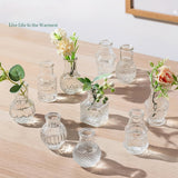 20 piezas de jarrones de flores de vidrio vintage para centros de mesa - Jarrón de flores transparente de miniatura, conjunto de diseños variados (flores, frutas, verduras), ideal para decoración del hogar, jarrones de decoración del hogar