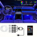 Luces LED para tablero de coche con alimentación USB y control remoto, iluminación ambiental interior de fibra óptica, sincronización de música, voltaje de funcionamiento de 5 V, no requiere batería.