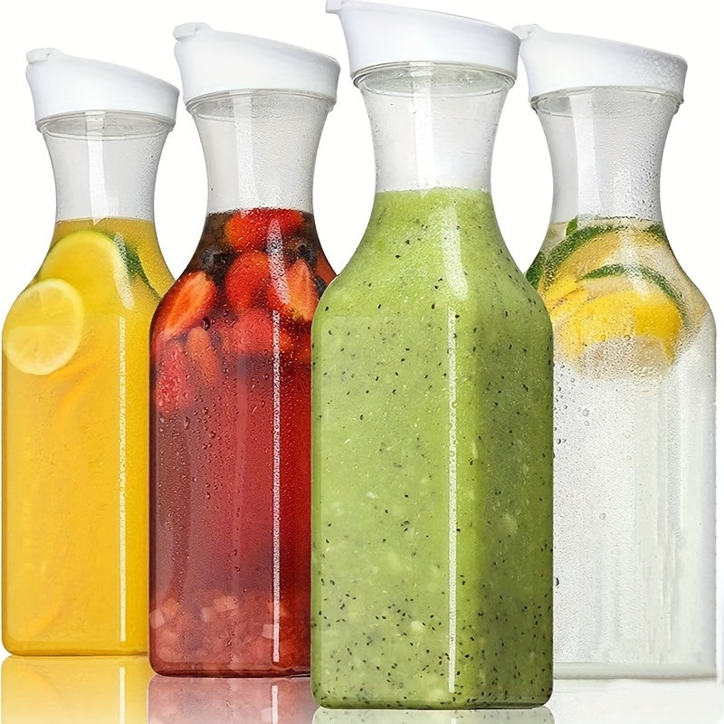 Botella plástica transparente cuadrada con tapa abatible de 1.5L, ideal para jugo, bebidas, leche, café y agua fría, perfecta para cocina y comedor, contenedor de bebidas libre de BPA