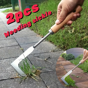 2 piezas de cuchilla de corte manual para malezas - Herramienta de grúa de metal de alta resistencia para la eliminación de césped y malezas, adecuada para la eliminación de malezas en aceras y jardines, mango ergonómico, no requiere electricidad/batería
