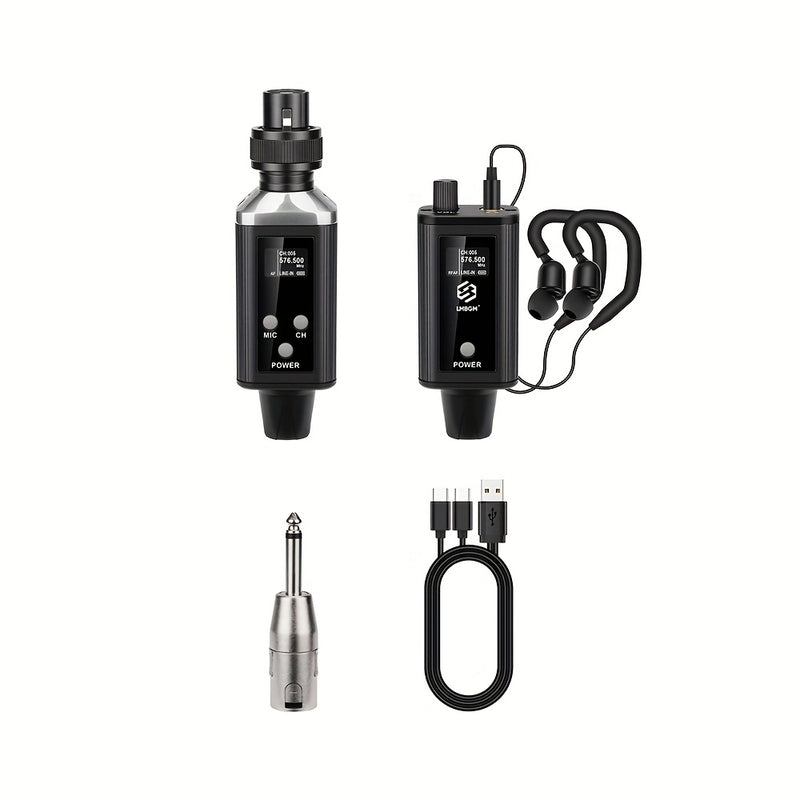 Sistema de monitoreo inalámbrico LMBGM con auriculares recargables por USB, rango de recepción de 3,0 metros, respuesta de frecuencia de 3,0 Hz a 20 kHz, diseño compacto para escenario, estudio, iglesia, karaoke y uso de actuación, auriculares inalámbric