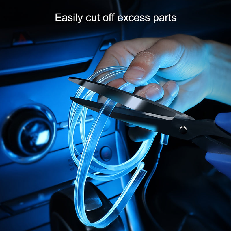Luces LED inteligentes decorativas de interior de 3M/5M con cableado libre de neón con luces de ambiente flexibles de bricolaje frío modificado con luces de ambiente impulsadas por USB para decoración de coches, fiestas de vacaciones, cumpleaños, sin bat