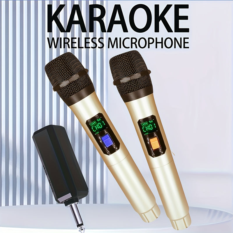 Receptor inalámbrico de micrófono dorado, 1 a 1 y 2 a 1, con batería recargable, ideal para uso en interiores y exteriores, reuniones familiares, discursos, canto en escenarios, KTV, etc., buen sonido, bajo consumo de energía, larga duración en espera, p