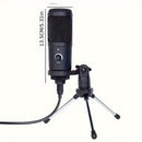 Micrófono de condensador USB con cable para computadoras y teléfonos, adecuado para karaoke, grabación, audiolibros y transmisión en vivo.