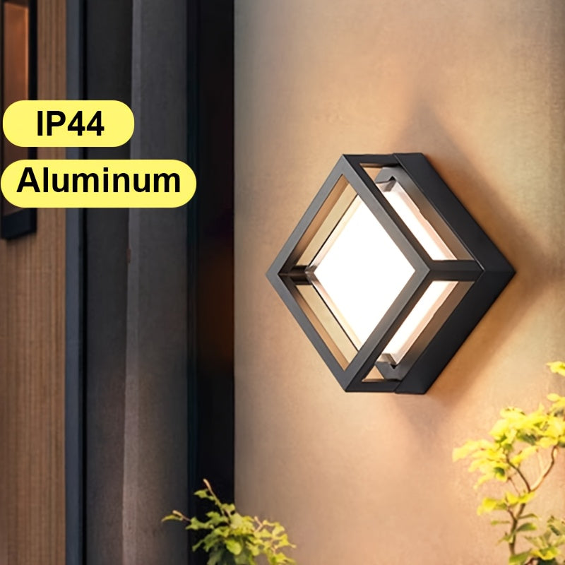 Lámpara de pared LED de grado industrial - Iluminación cálida IP44 para patios, balcones y escaleras al aire libre, diseño con marco negro y control de botón, voltaje de funcionamiento de 85V-265V, brillo de más de 3000 lumenes, lámpara de pared para int