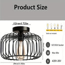 1 pieza de luz de techo semi-retratada negra para granja, instalación de techo de luz de pasillo de jaula de metal, luz de techo industrial ajustada para cocina, comedor, porche, dormitorio (excluyendo bombilla)