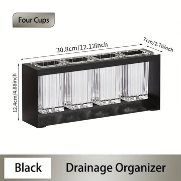 1pc Organizador de Encimera Versátil - Soporte para Cuchillos y Tenedores de Cocina, Caddy para Palillos, Soporte para Pasta de Dientes de Baño, Porta Pinceles de Maquillaje - Diseño Elegante de ABS y Metal para Almacenamiento Eficiente