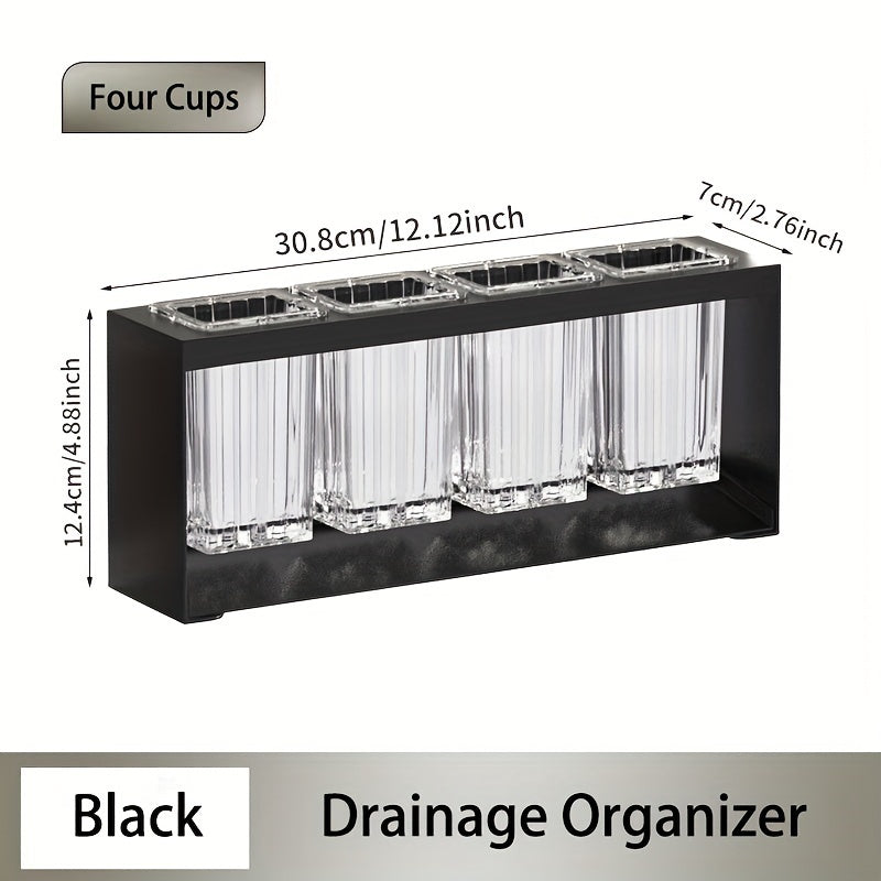 1pc Organizador de Encimera Versátil - Soporte para Cuchillos y Tenedores de Cocina, Caddy para Palillos, Soporte para Pasta de Dientes de Baño, Porta Pinceles de Maquillaje - Diseño Elegante de ABS y Metal para Almacenamiento Eficiente