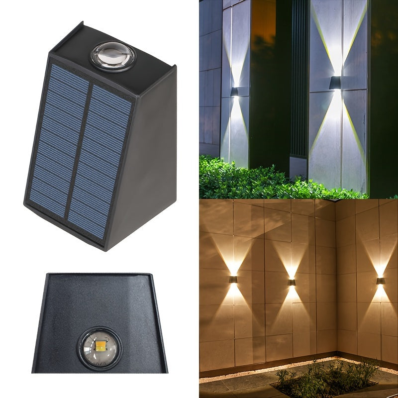 Luz solar LED, lámpara de pared para exteriores, luz de control ascendente y descendente para vallas, jardines, calles, balcones, patios, garajes, decoración de pasillos