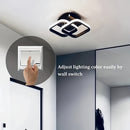 Lámpara de techo moderna blanca cuadrada con patrones geométricos - Iluminación ajustable, semi-inclinada para cocina, pasillo, balcón, escaleras y dormitorio, diseño cercano al techo, acabado metálico, cableado duro, 110V-240V, luces de techo para vivie