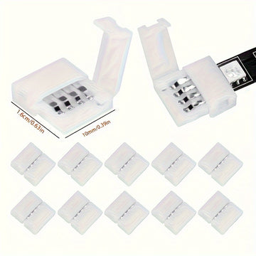 Conectores para tiras de luces LED metálicos, 6/10 piezas, extensión sin espacios de 4 pines RGB SMD 5050, sin soldadura ni electricidad, accesorios para iluminación en riel sin baterías