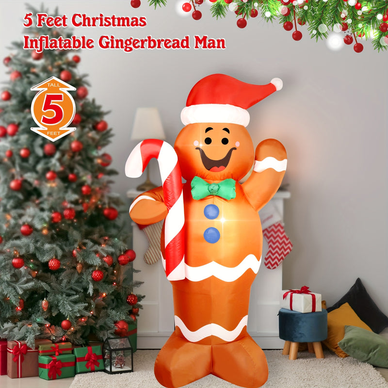 WAYDEKO Pan de jengibre inflable para hombre y perro salchicha de Navidad - Decoración navideña con luz, ventilador incorporado, estacas y cuerdas, perfecta para decoración de hogar y fiesta, pan de jengibre festivo para hombre y perro salchicha