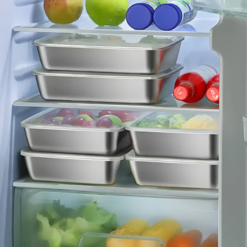 Juego de 10 recipientes de acero inoxidable para almacenar alimentos, apilables, con tapas herméticas, ideales para refrigerador y congelador, perfectos para preparar comidas y organizar la cocina, temporada de graduación, regreso a clases y verano