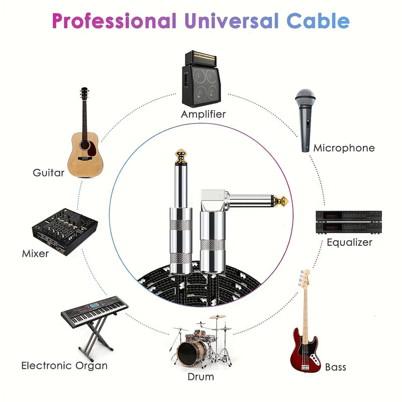 Cable de Guitarra Eléctrica Pro de 10 pies - Cables de Instrumento para Guitarra Eléctrica, Bajo Eléctrico, Mandolina Eléctrica, Audio Profesional con Conectores de Ángulo Recto a Recto de 1/4, Color Negro, Transmisión de Sonido Duradera y Sin Ruido
