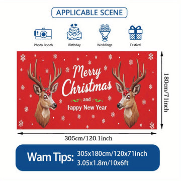 2D Banner de Puerta, 1 Pieza, Banner de Puerta de Renos de Alce Navideño Festivo - Poliéster Duradero, No Necesita Electricidad, Perfecto para Decoraciones de Vacaciones y Temporales, Ideal para Regreso a la Escuela, Hawaiano, Fiestas de Halloween y Deco