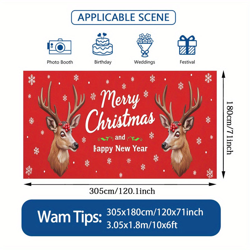 2D Banner de Puerta, 1 Pieza, Banner de Puerta de Renos de Alce Navideño Festivo - Poliéster Duradero, No Necesita Electricidad, Perfecto para Decoraciones de Vacaciones y Temporales, Ideal para Regreso a la Escuela, Hawaiano, Fiestas de Halloween y Deco