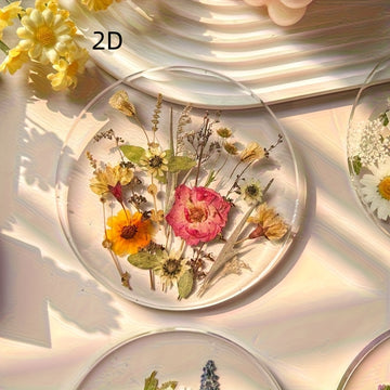 Juego de 4 Posavasos Acrílicos Planos 2D, Coloridos y Estampados para Exteriores, Decoración de Mesa para Bodas, Cumpleaños o Día de la Madre, Arte con Flores Silvestres, Diseño 2D Plano, Ideal para Navidad