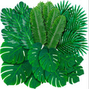70 piezas de decoración para fiestas hawaianas con plantas verdes artificiales, hojas de palma tropicales falsas en 6 tamaños con tallos, ideales para decoración de primavera y verano al aire libre, Día de San Patricio, Pascua, fiestas con temática de ju
