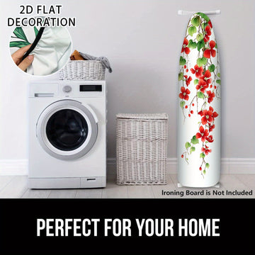 Fundas Lavables para Tabla de Planchar con Decoración Floral - Flores Rojas Elegantes y Hojas Verdes, Ajuste Universal para la Mayoría de Mesas de Planchado Estándar, Accesorio para Sala de Lavandería, No Incluye Mesa, Diseño Vibrante, Fácil Instalación,