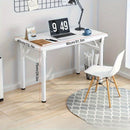 Mesa plegable blanca moderna - Fácil de ensamblar, diseño compacto para hogar, oficina y dormitorios, estructura de madera dura con marco de tablero artificial, incluye silla, estilo moderno, no requiere energía, adecuada para todas las cuatro estaciones.