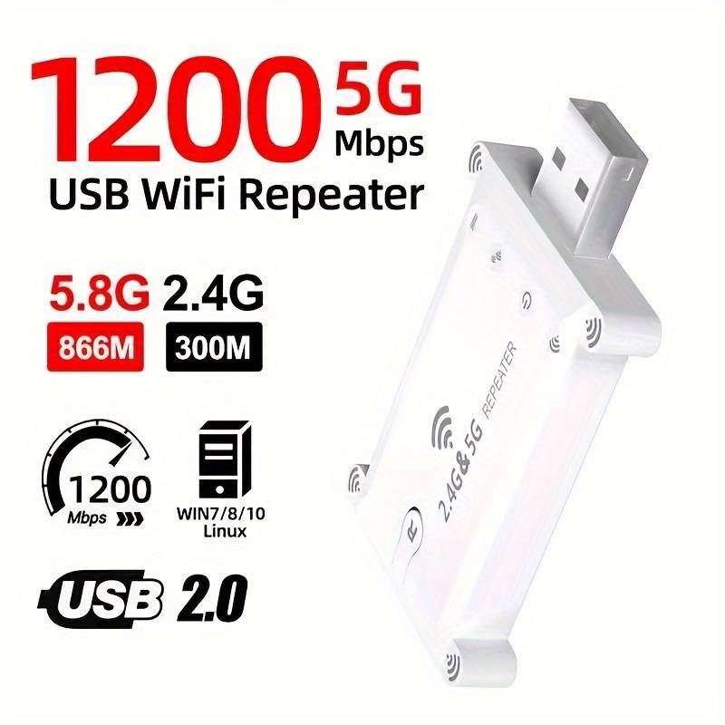 Extensor de Wi-Fi, Potenciador de Señal Wi-Fi, 1200Mbps, Banda Doble 2.4GHz y 5GHz, Fuerte Penetración de Wi-Fi, Conexión de Dispositivo con un Clic, Configuración Táctil, Cobertura Completa para tu Rango de Internet en Casa, Amplificador WiFi