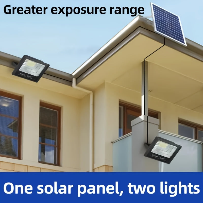 Luz solar LED de alta luminosidad con doble cabeza, luces de jardín al aire libre con panel solar de aluminio, adecuado para jardines.