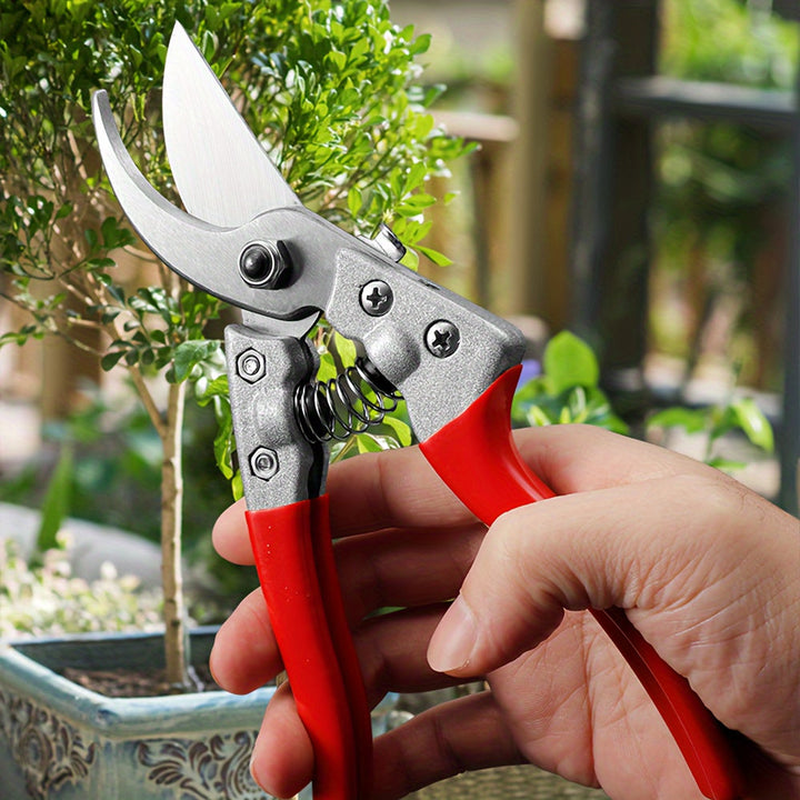 Tijeras de poda de jardín profesionales de estilo clásico, con cuchillas de acero de alta calidad afiladas, diseño ergonómico con asa roja, antideslizantes, operación manual, ideales para el mantenimiento de árboles frutales y jardines, tijeras de jardín