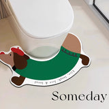 1pc Alfombra de baño linda de dibujos animados en forma de U, alfombra antideslizante de barro de diatomeas y goma suave, tejido de poliéster de secado rápido, hecha a máquina, solo lavado a mano, 1700 g/m² - Alfombra de suelo de baño absorbente de agua