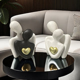 2 piezas de decoración para el hogar en resina para parejas, adornos modernos y minimalistas para estanterías, hechos a mano, diseño de estatuas, regalos hermosos para el amor