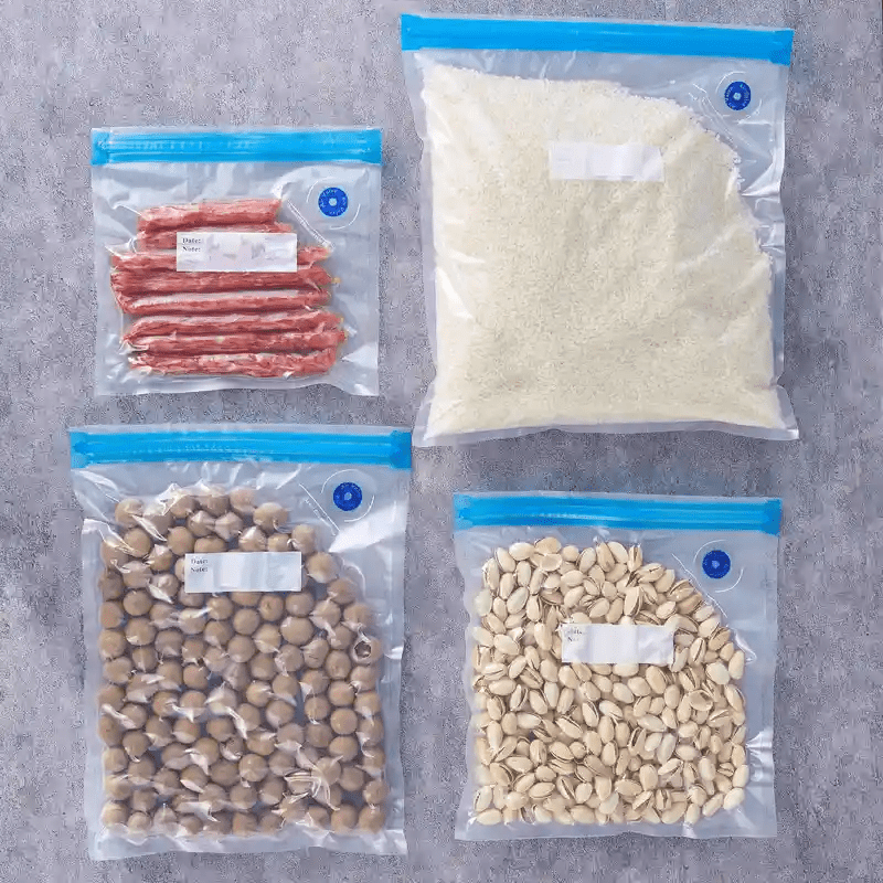 20pcs Bolsas Selladoras al Vacío Reutilizables - Almacenamiento de Alimentos Transparente para Carne, Frutas, Verduras - Esencial en la Cocina, Sin Necesidad de Carga, Material PE+PA, Diseño Transparente para Visibilidad Fácil