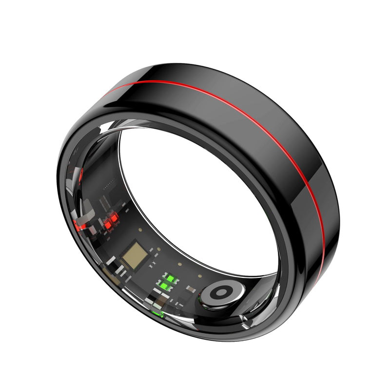 Anillo Inteligente Youth Demon - 5ATM de Alta Calidad con Control Táctil, Diseño Ligero y Modos Deportivos para Negocios, Fitness - Batería Magnética Recargable, Elegante con Detalles Rojos - Regalo Ideal para Entusiastas Tecnológicos