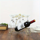 Elegante soporte de vino de hierro con soporte de vidrio - Elegante exhibidor de encimera para botellas de vino tinto y vasos, diseño duradero de aluminio, soporte de vino montado en la pared, soporte de botellas de vino