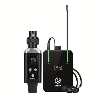 LMBGM UHF Profesionales Auriculares Inalámbricos, Carga USB, Fácil de Monitorear, Pantalla de Color TFT, 16 Frecuencias Seleccionables, Función de Ganancia de Audio, Adecuados para Conciertos, Estudios de Grabación, Representaciones de Escena, Actividade