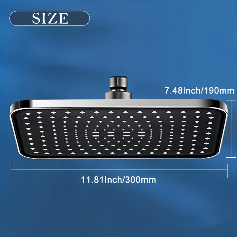 1 cabezal de ducha de lluvia a alta presión ABS, cabezal de ducha de lujo para baño, ángulos ajustables, boquillas de silicona antiobstrucción, ahorro de agua (rectangular y circular), accesorios para baño