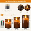 Juego de 3 velas sin llama, velas LED con batería, llama parpadeante, control remoto, ideal para hogar, dormitorio, propuesta de matrimonio, Navidad, Halloween, fiestas y decoración