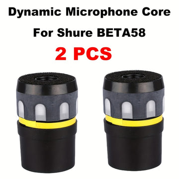 2 piezas de kit de repuesto de cartucho de micrófono dinámico unidireccional para Shure BETA58, captación de sonido de alta fidelidad para estudio y grabación en vivo, negro con franja amarilla.