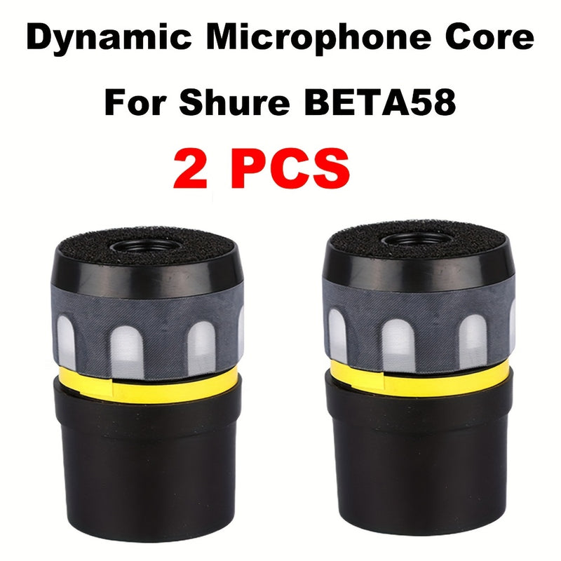 2 piezas de kit de repuesto de cartucho de micrófono dinámico unidireccional para Shure BETA58, captación de sonido de alta fidelidad para estudio y grabación en vivo, negro con franja amarilla.