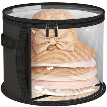 Caja de almacenamiento para sombreros extra grande, organizador de plástico resistente para sombreros de vaquero, playa y sol, liviana, resistente a manchas, con ventana transparente, cierres dobles, asas reforzadas, ideal para ropa, juguetes, accesorios