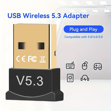 Adaptador sin varillas USB 5.3 para PC y Portátil - Dongle de Alta Velocidad con Certificación FCC, Compatible con Windows 11/10/8.1, Desciende Automáticamente a 5.1/5.0/4.2/4.1/4.0, Adaptador USB-C Plug & Play para Conexión Mejorada, Contactos Chapados