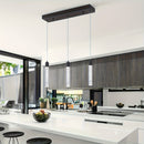 Lámpara colgante LED industrial moderna con tubos de vidrio esmerilado, marco de metal negro, instalación empotrada para cocina, comedor, pasillo u oficina, luz para cocina