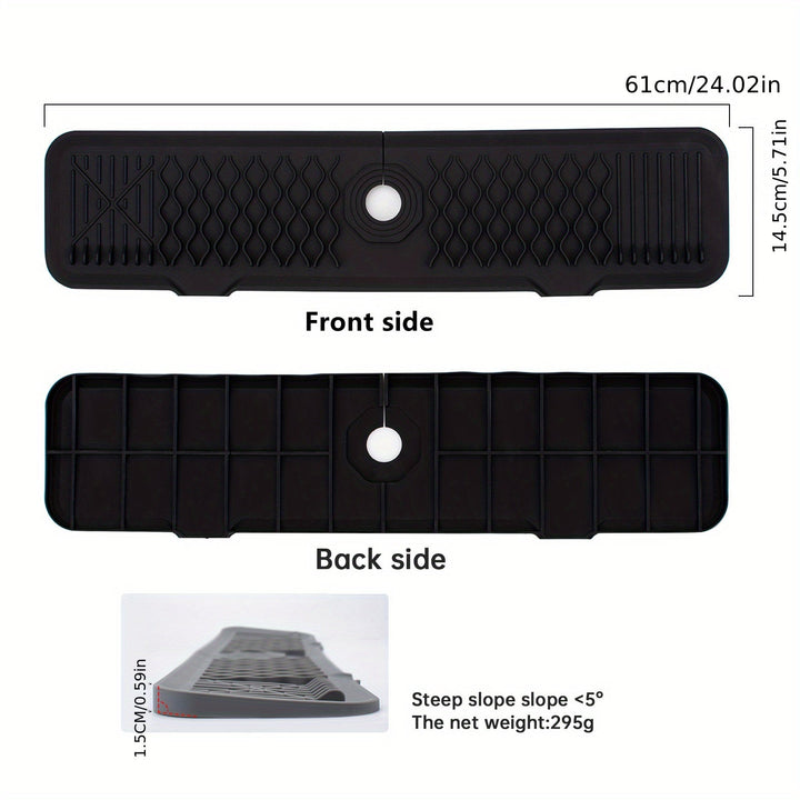 1 Protector de Salpicaduras para Grifo de Cocina de Silicona, 60.96x14.48 cm, Antisalpicadero, Fácil de Limpiar, Bordes Plegables, Secado Rápido, Apto para Cocina, Baño, Casa de Campo, RV, Accesorio de Cocina