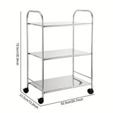 Carrito de acero inoxidable de 3 niveles con ruedas - Estante de almacenamiento versátil para cocina para el hogar, fiestas al aire libre, hoteles y restaurantes - Diseño duradero, fácil de ensamblar y móvil, carrito de cocina para restaurantes | Carrito