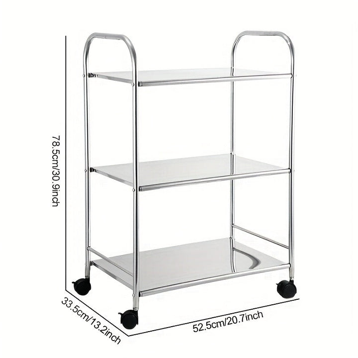 Carrito de acero inoxidable de 3 niveles con ruedas - Estante de almacenamiento versátil para cocina para el hogar, fiestas al aire libre, hoteles y restaurantes - Diseño duradero, fácil de ensamblar y móvil, carrito de cocina para restaurantes | Carrito