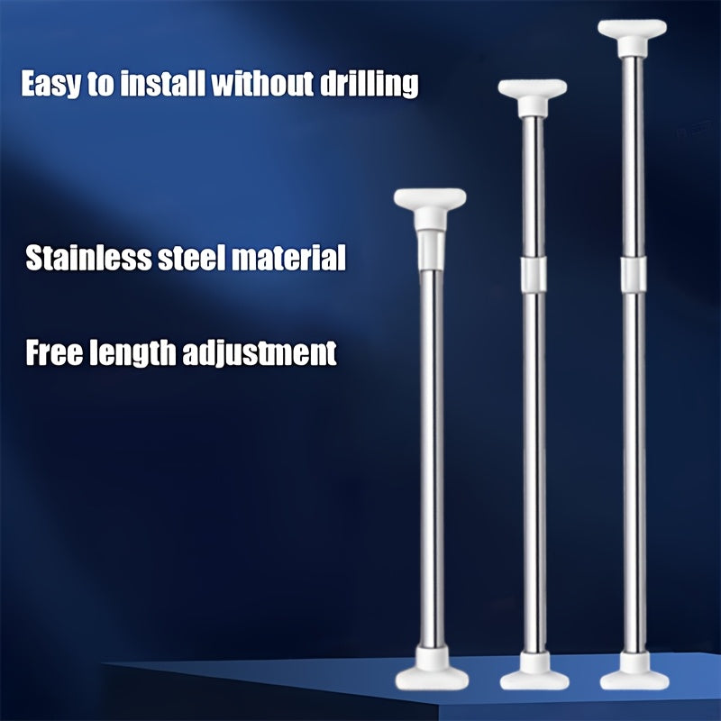 Varilla telescópica multifuncional sin diamantes para cortinas de baño, puertas y armarios - fácil instalación, estructura metálica, ideal para accesorios de RV y muebles de baño