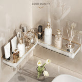 1pc Estantería de baño plegable de montaje en pared de lujo, canasta de plástico sin taladro para artículos de aseo personal, cosméticos, cocina, sin fragancia, organizador sin electricidad, sin batería